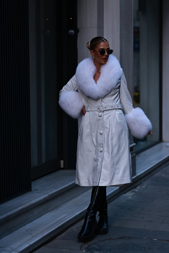 Kabát Leather biela